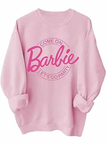 Aumetty Come On Let's Go Party Sweatshirt Women's Tide Cute Fall Long Sleeve Pullover Streetwear Gift Top (Large, Pink)