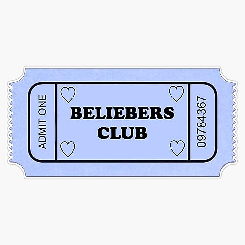 Justin Bieber Belieber Club Ticket Sticker Vinyl Waterproof Sticker Decal Car Laptop Wall Window Bumper Sticker