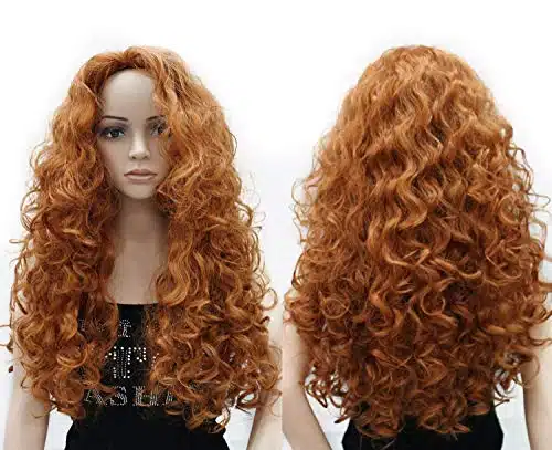 Onedor Long Hair Curly Wavy Full Head Halloween Wigs Cosplay Costume Party Hair Wigs (A Fox Red)