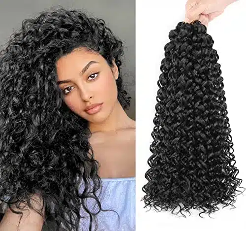 Packs inch Curly Crochet Hair for Black Women Water Wave Crochet Hair Curly Braiding Hair GoGo Curl Crochet Hair Ocean Wave Beach Curl Wavy Crochet Hair Extensions (Pack of , 