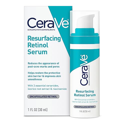 CeraVe Retinol Serum for Post Acne Marks and Skin Texture  Pore Refining, Resurfacing, Brightening Facial Serum with Retinol and Niacinamide  Fragrance Free, Paraben Free & No