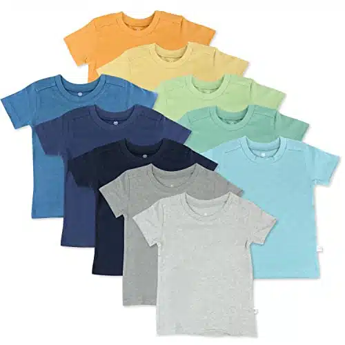 HonestBaby unisex baby Organic Cotton Short Sleeve T shirt Multi packs infant and toddler t shirts, pack Rainbow Boy, T US