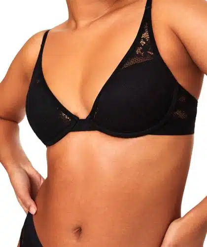 Pepper Lace All You Bra  Body Hugging Lift Underwire Bra  Lightly Lined Cups  Lace Black Bra for Women with Small Chest