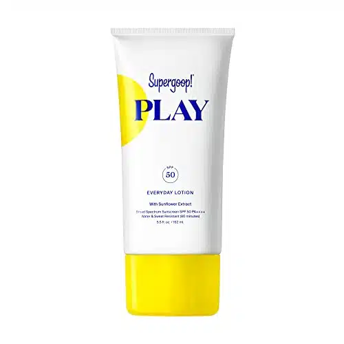 Supergoop! PLAY Everyday Lotion SPF fl oz   Broad Spectrum Body & Face Sunscreen for Sensitive Skin   Great for Active Days   Fast Absorbing, Water & Sweat Resistant