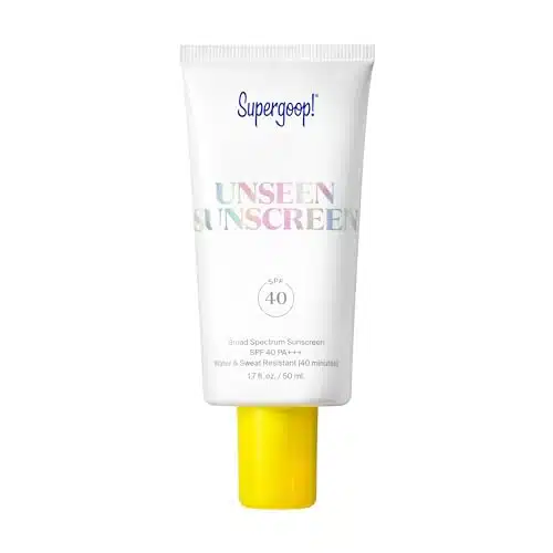 Supergoop! Unseen Sunscreen   SPF fl oz   Invisible, Broad Spectrum Face Sunscreen   Weightless, Scentless, and Oil Free   For All Skin Types and Skin Tones