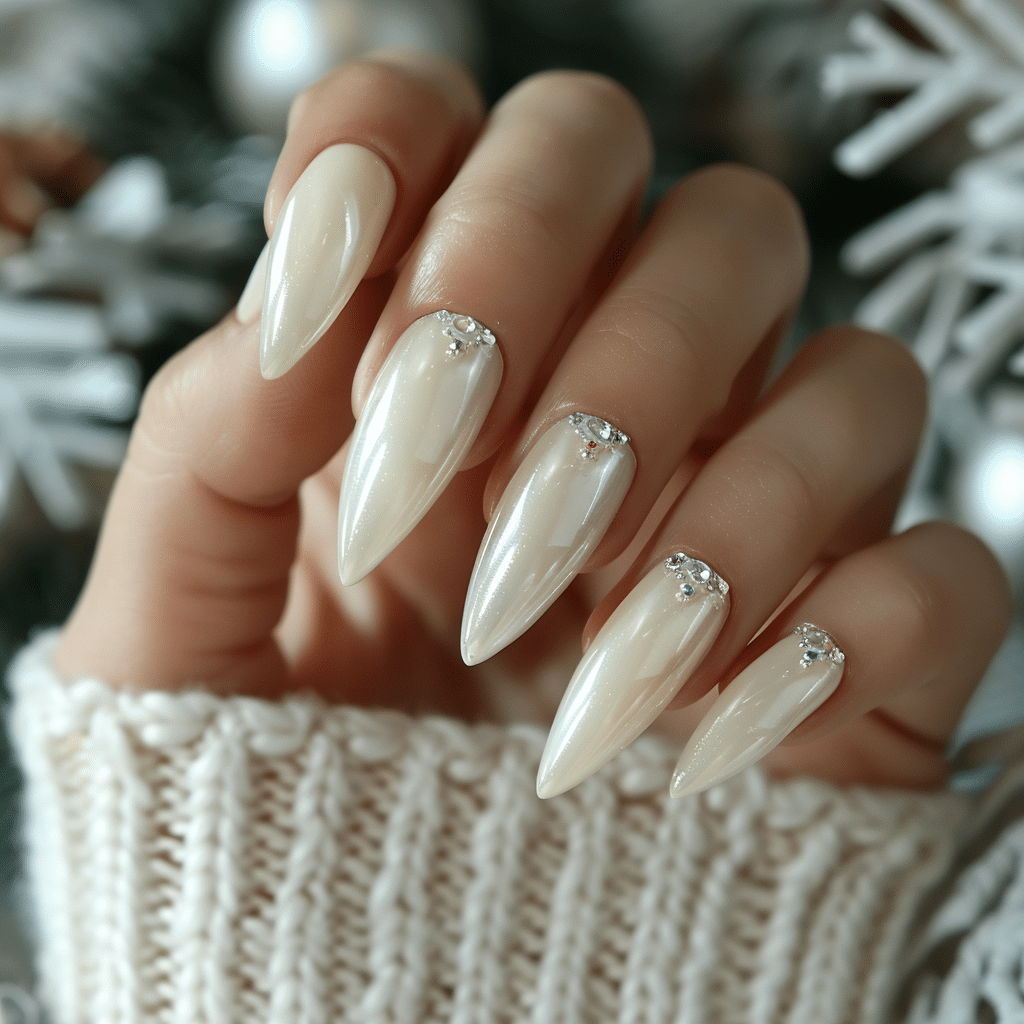 milky white nails